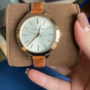 Michael Kors Gold Watch with Tan Strap